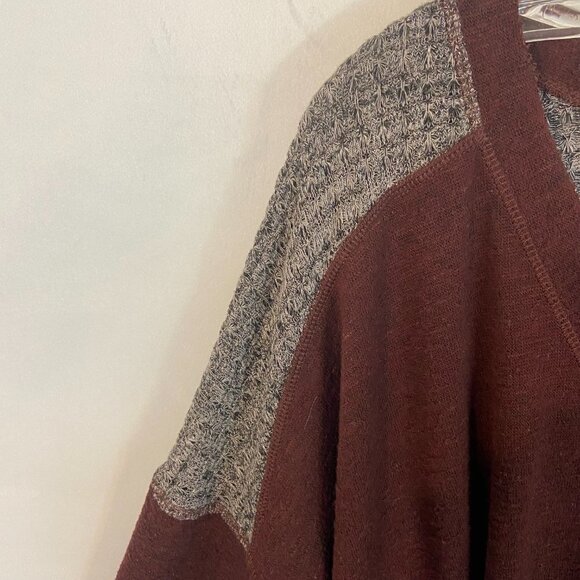 BKE Button Front Knit Sweater V-Neck Long Sleeve Women's Size M Burgundy Grey - Picture 5 of 8